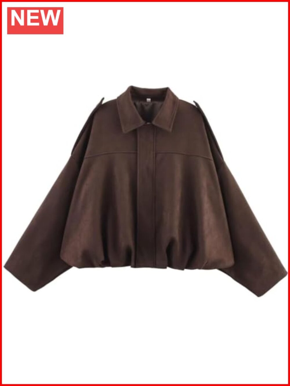 Women Faux Suede Oversized Cropped Bomber Jacket